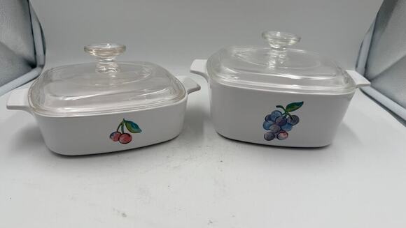 Corning Ware Other - 2 VTG Corning Ware FRUIT BASKET Casserole A-1-B 1 QT &A 1 1/2-B 1.5 Q W/ 2 Lid
